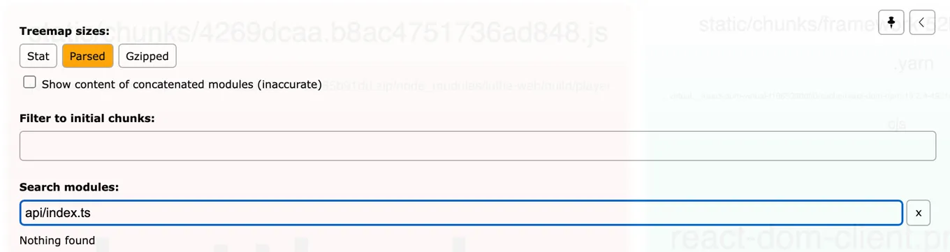 after 빌드 analyzer 검색 결과 — api/index.ts Nothing found
